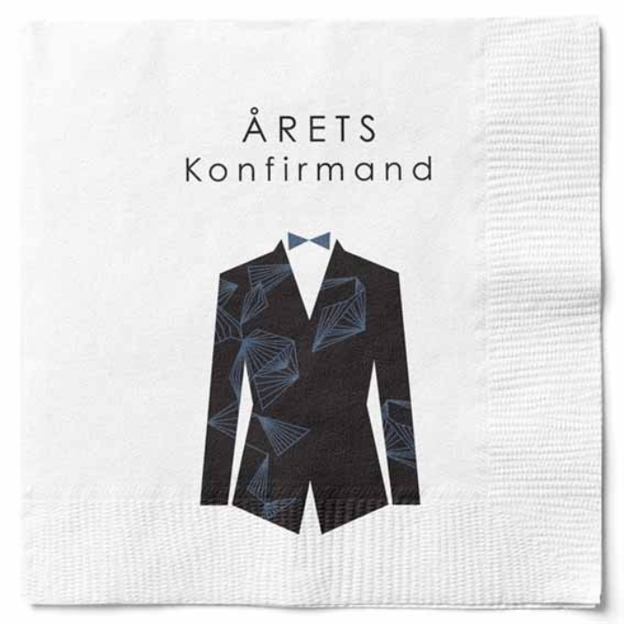 Servietter til årets konfirmand dreng - 20 stk.