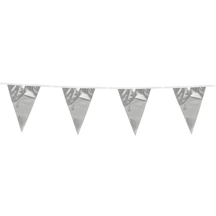 Sølv Metallic Flagguirlande – Perfekt til Festlige Anledninger!