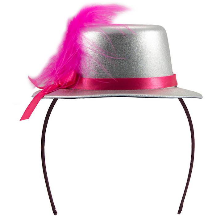 Sølv Metallisk Mini Top Hat til Fest og Temafester
