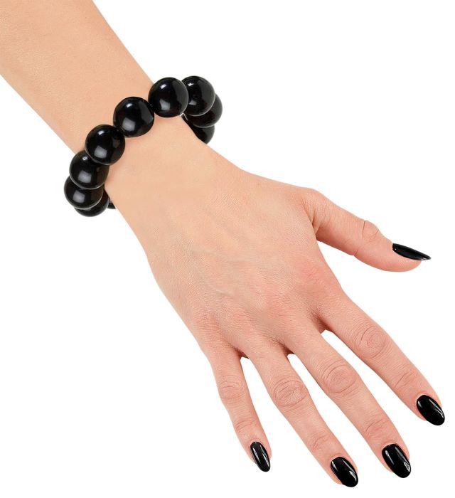 Sort 70'er Perle Armbånd til Temafest – Køb nu!