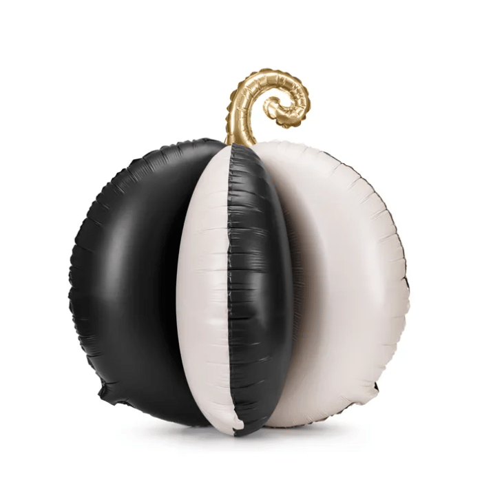 Stående Græskar Folieballon Sort Hvid 58x58