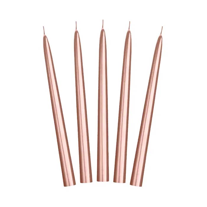 Metallic Rose Gold Stearinlys - 10 stk. til Festlige Anledninger