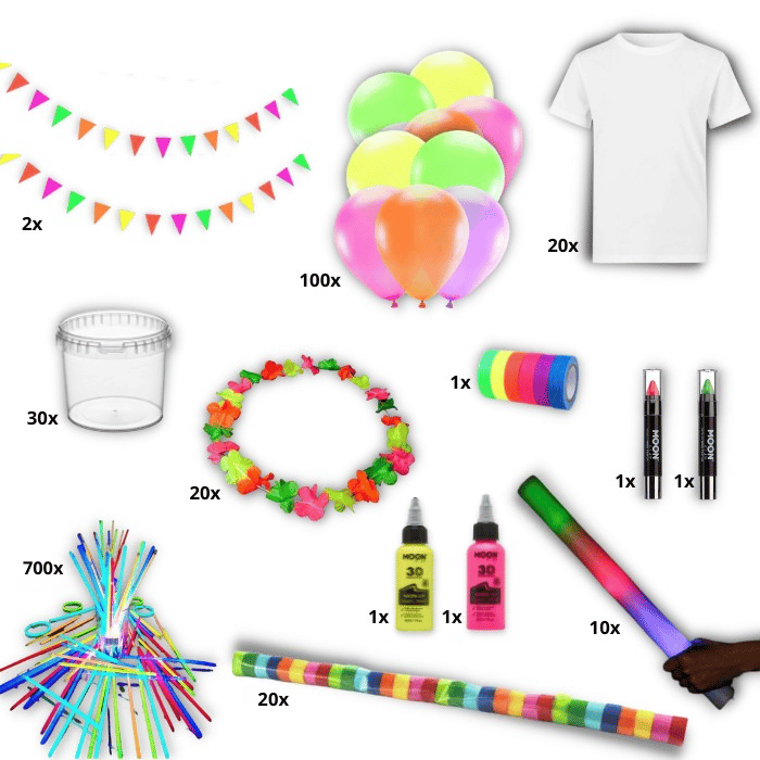 Neon Fest Pakke med Maling og Pynt til Fester