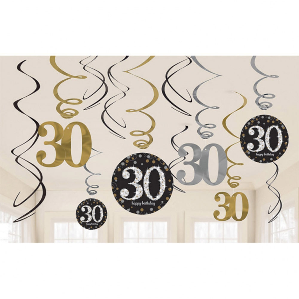 Elegant Sølv Dekorationer til 30-års Fødselsdag – 12 Stk