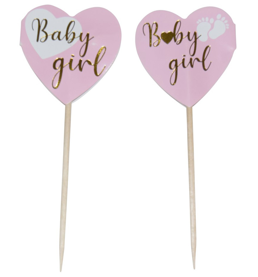 Søde Baby Girl Kageskilte - 10 Stk til Baby Shower Fest