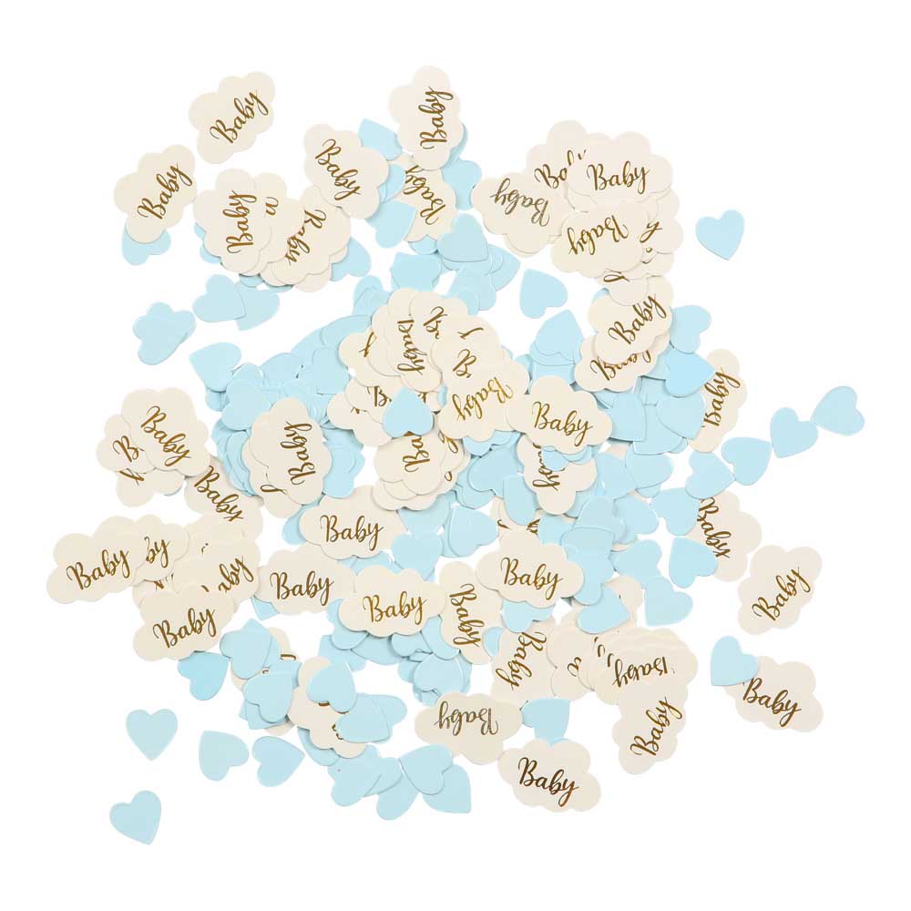 Elegant Konfetti til Baby Shower - 20 Hjerter i Blå