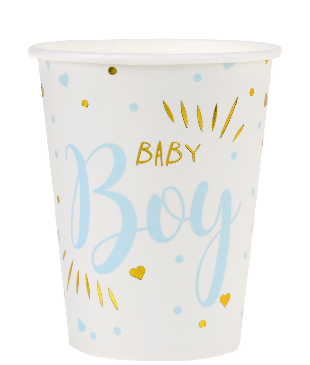 Baby Shower Papkrus til Dreng - 10 Stk i Lyseblå og Guld
