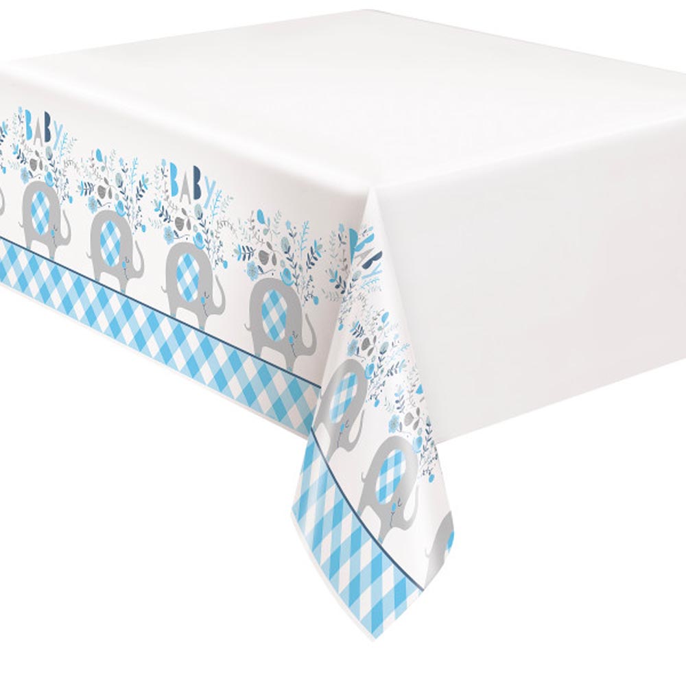 Sød Plastikdug til Baby Shower med Elefanter og Blomster