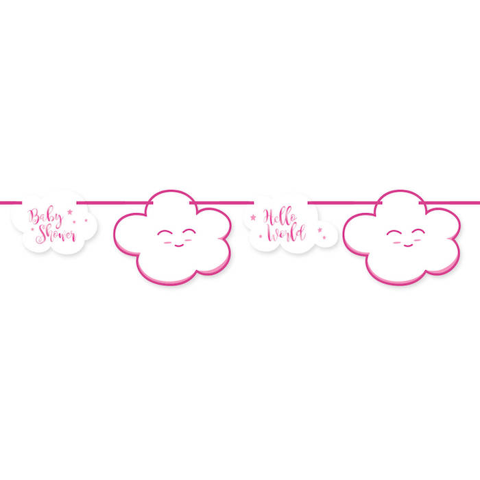 Babyshower Guirlande i Pink - 4 m til Festligheder