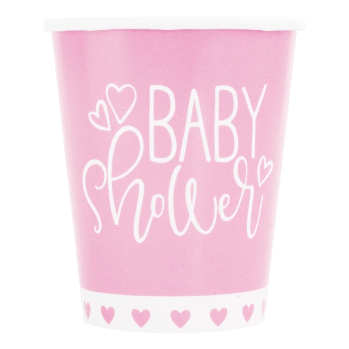 Lyserøde Papkrus til Babyshower - 8 stk.