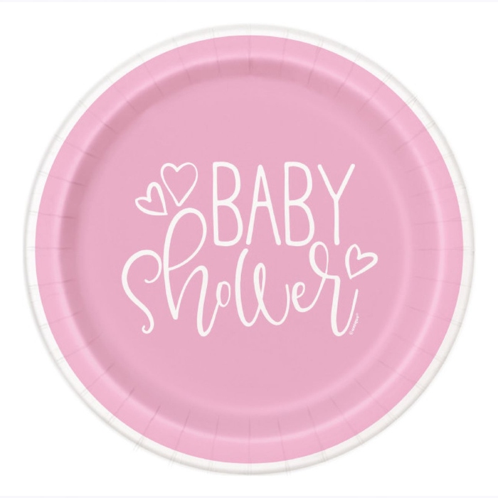 Babyshower Paptallerkner til Pige - Pink Festtema