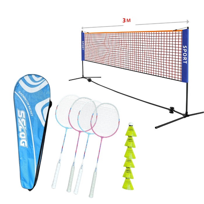 Badmintonsæt med net og ketchere til fantastisk tilbud!