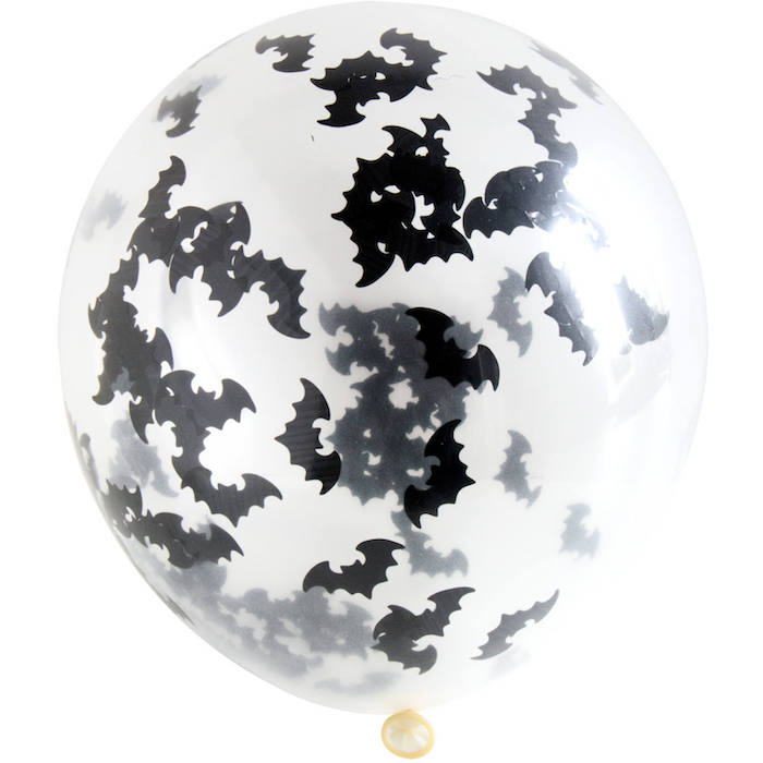 Halloween Ballon med Flagermus og Konfetti 30 cm