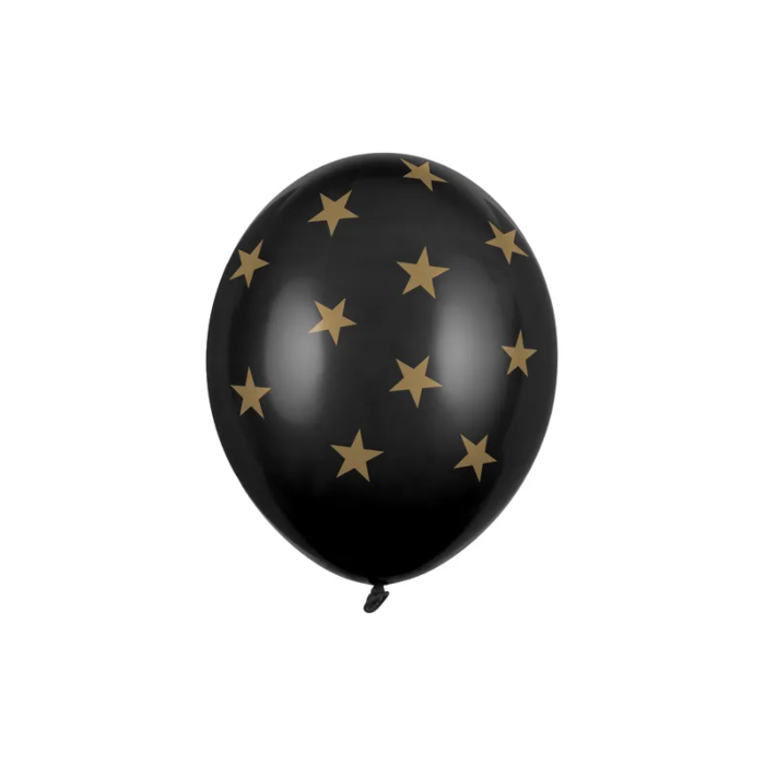 Sort Ballon med Guldstjerner - Ideel til Festlige Anledninger!