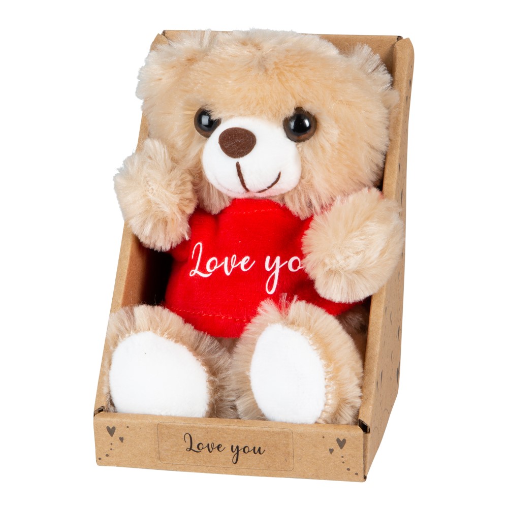Sød "Love You" bamse i gaveæske til Valentinsdag