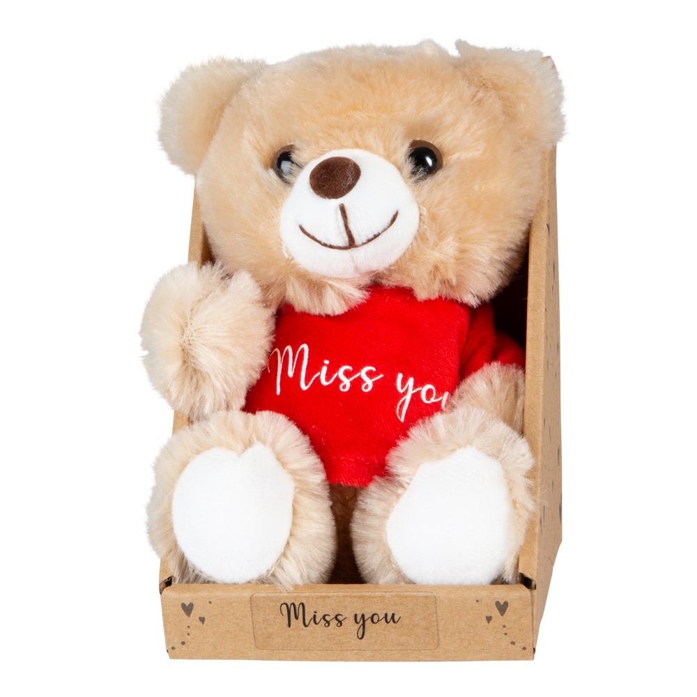 Sød "Miss You" Bamse i Elegant Gaveæske – Perfekt Gave