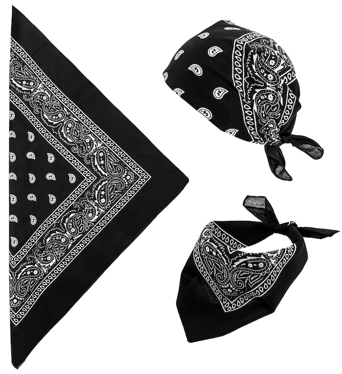 Bandana Sort    Hvidt Mønster 55x55