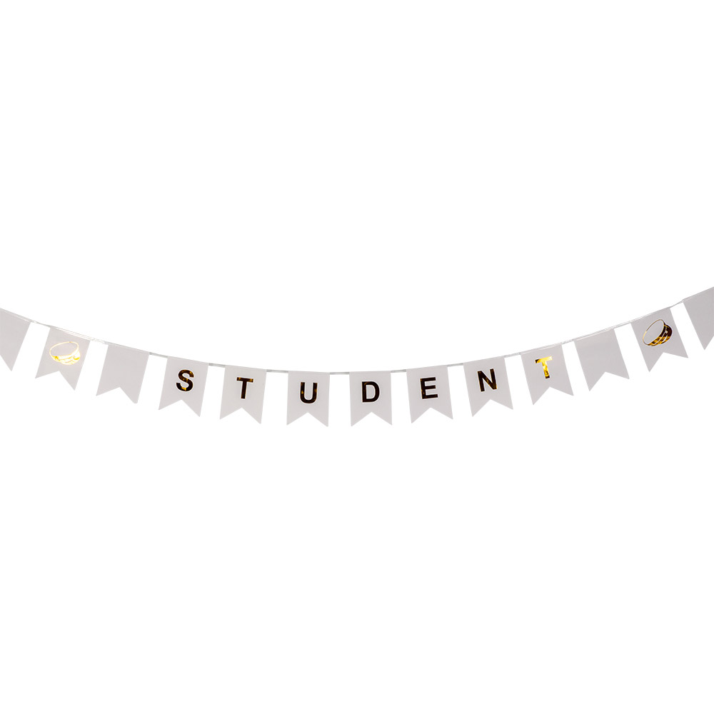 Guldmetallic Banner til Studenterfest - 3 Meter Pynt