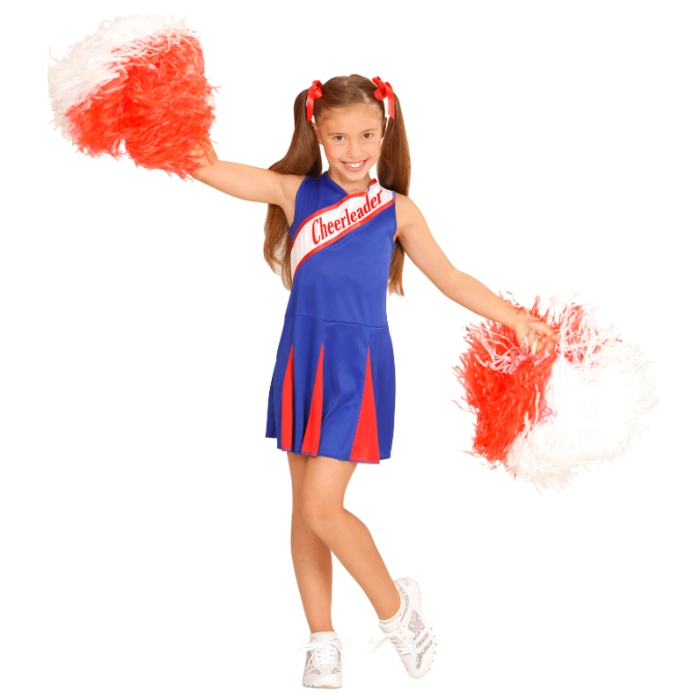 Blå   Rød Cheerleader Kostume Til Børn