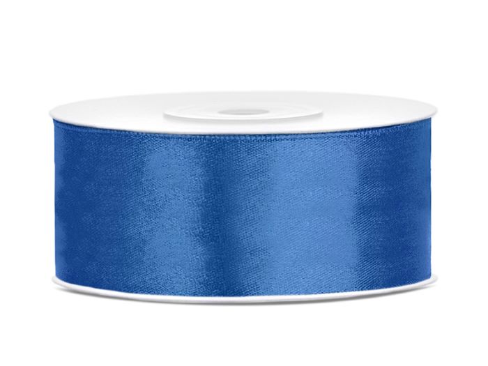 Blå Satinbånd 25 mm x 25 m til Udsmykning - Tilbud!