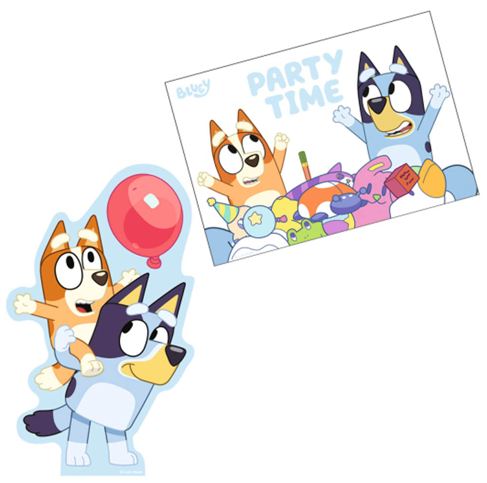 Bluey Fødselsdagsindbydelser med 8 Farverige Kuverter!