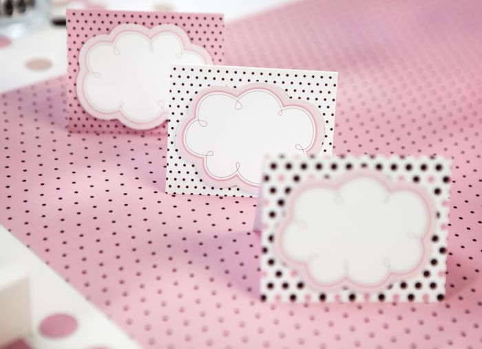 Bordkort med Prikker og Sky Motiv til Fest 6x4 cm