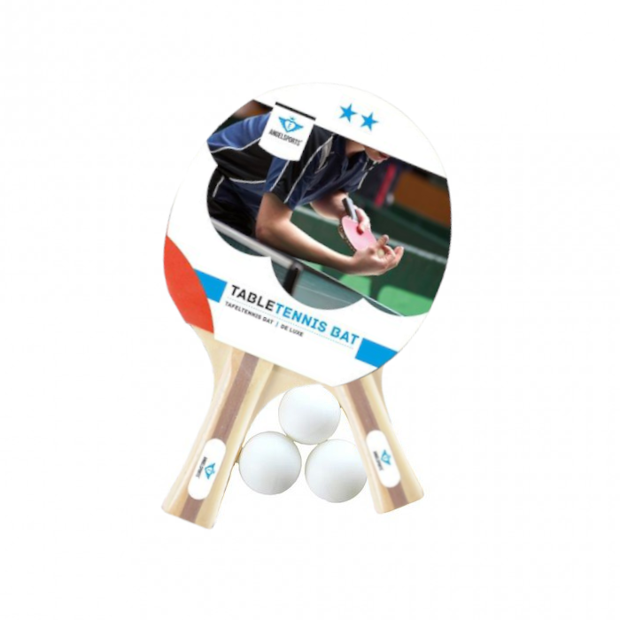 Bordtennis Sæt med 3 Bolde og 2 Stjernede Bats