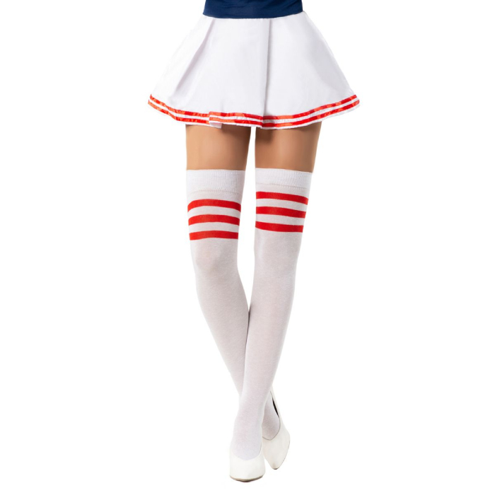 Cheerleader Knæstrømper One-size Hvid   Rød