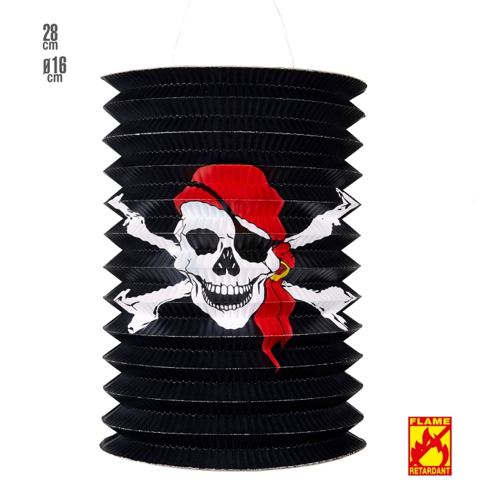 Pirat Papirlanterne i Cylinderform til Festen 28 cm