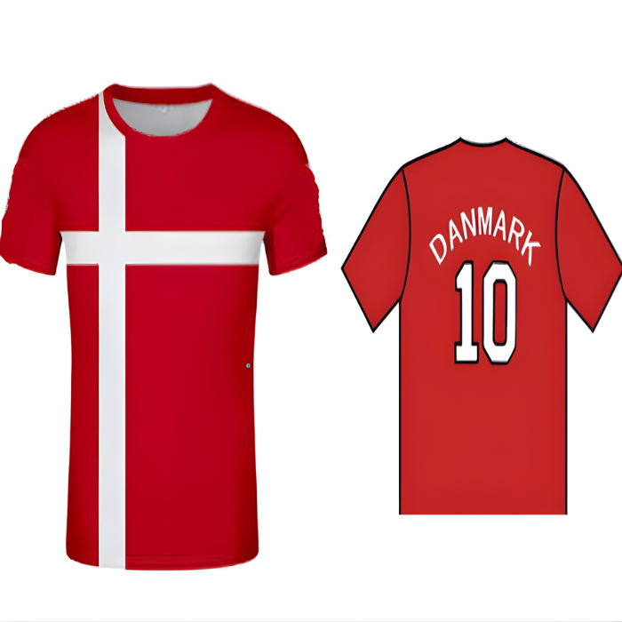 Danmark  -shirt Rød   Hvid