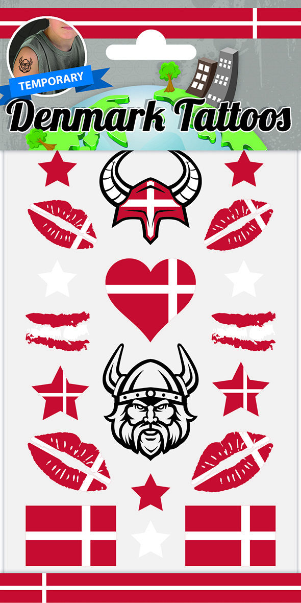 Sjove Danmark Tatoveringer – 16 stk til Børnefest!