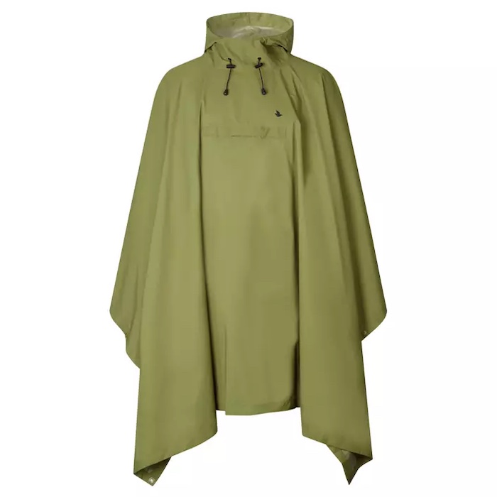 Deluxe Regn Poncho Inkl  Lommer   Hat Oliven Grøn