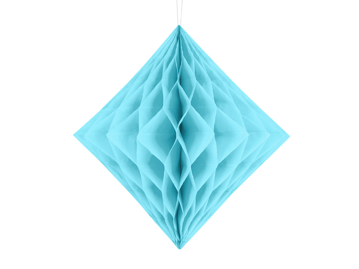 Diamant Honeycomb Dekoration Lyseblå 20 cm - Festtilbud