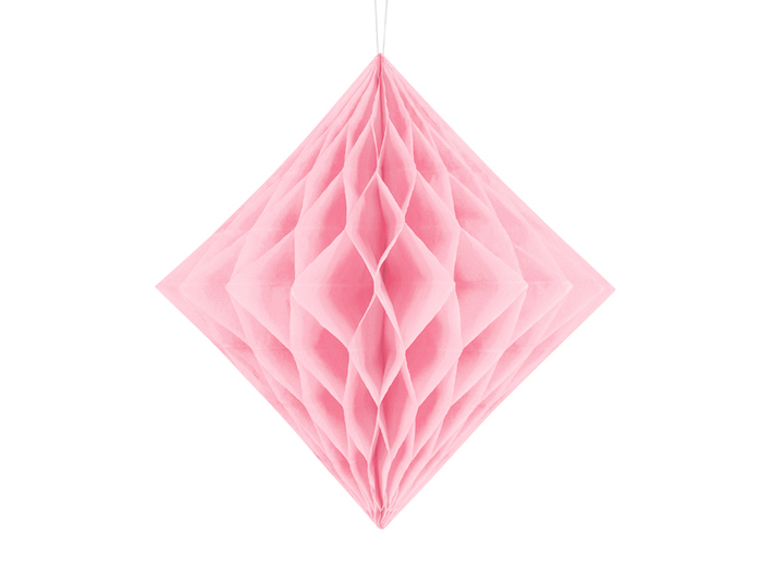 Lyserød Diamant Honeycomb - 30 cm Festdekoration