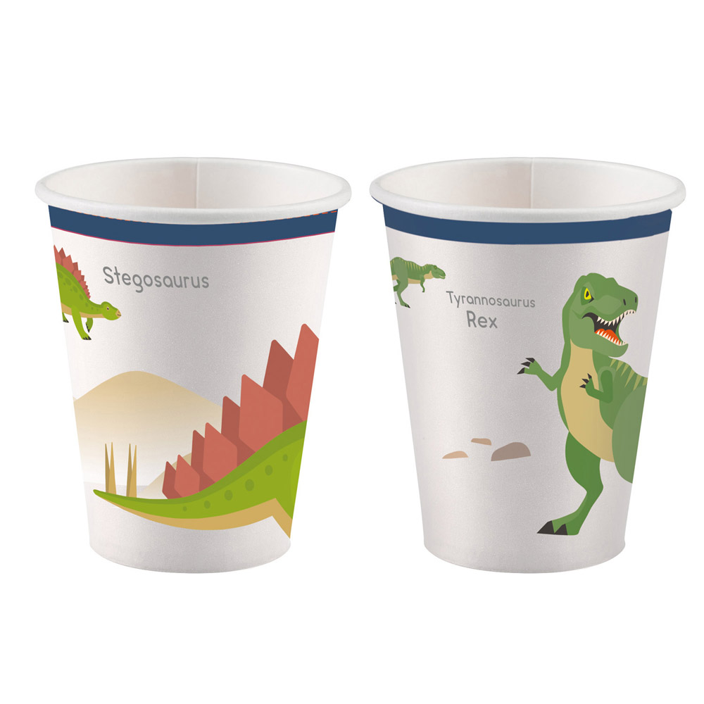 Farverige Dinosaur Papkrus – 8 Stk til Temafest
