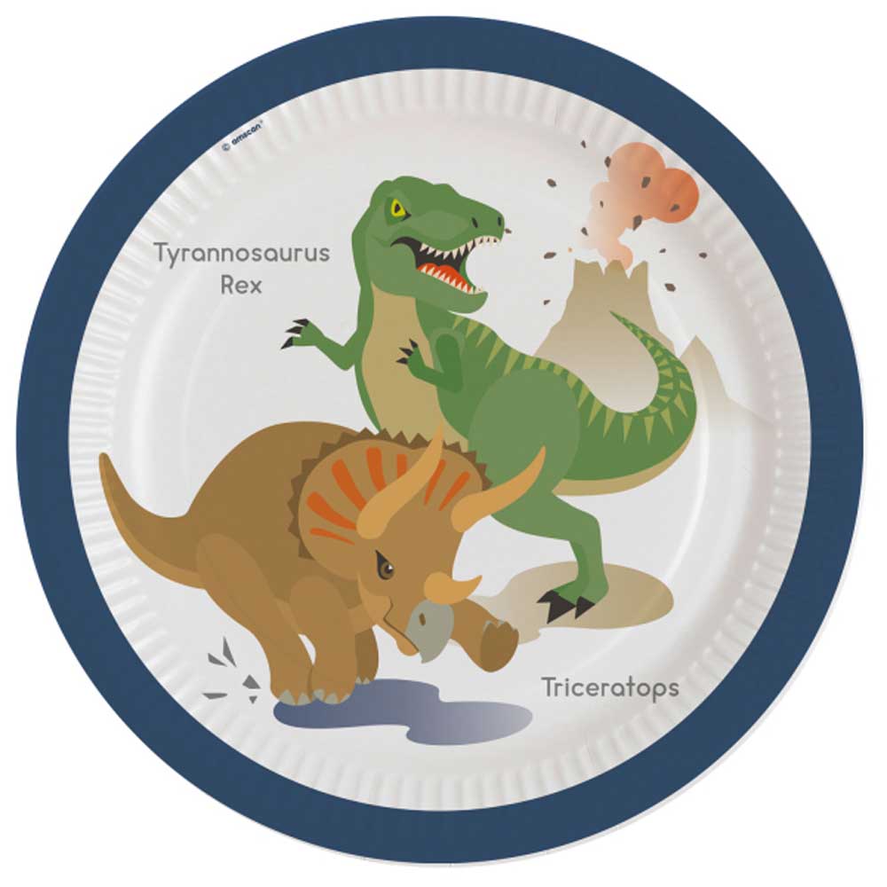 Dinosaur Paptallerkner – 8 Stk til Dinosaursfest!