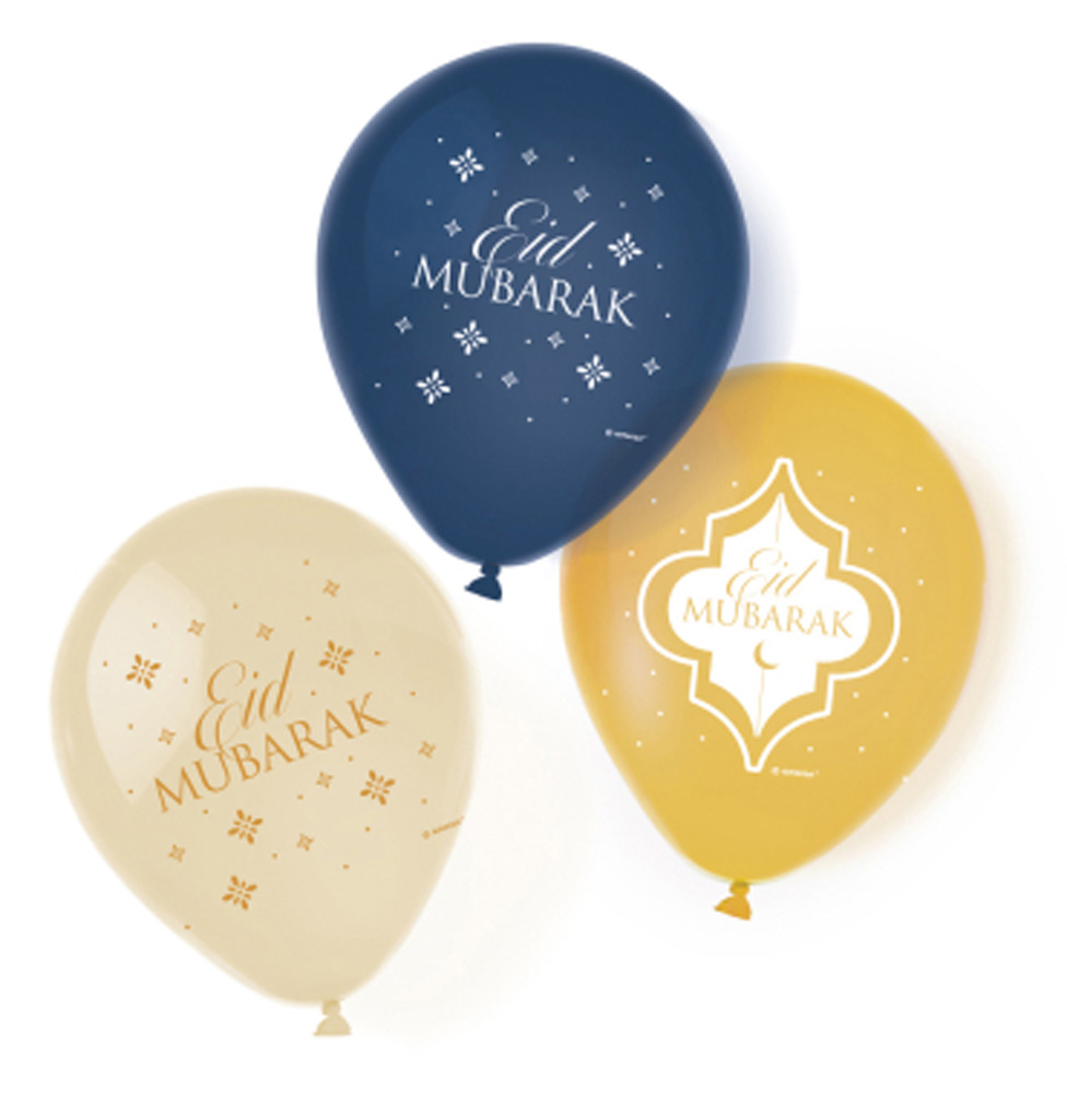 Eid Mubarak Balloner i Guld, Blå og Hvid – Festlig Dekorering