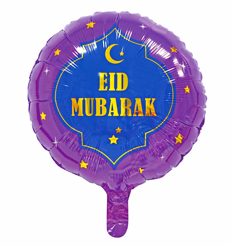 Eid Mubarak Folieballon – Lilla & Blå Festpynt til Eid