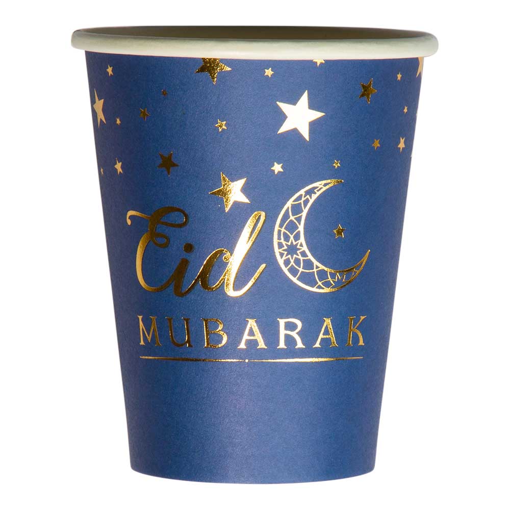 Eid Mubarak Papkrus - Dyb Blå med Gyldne Stjerner