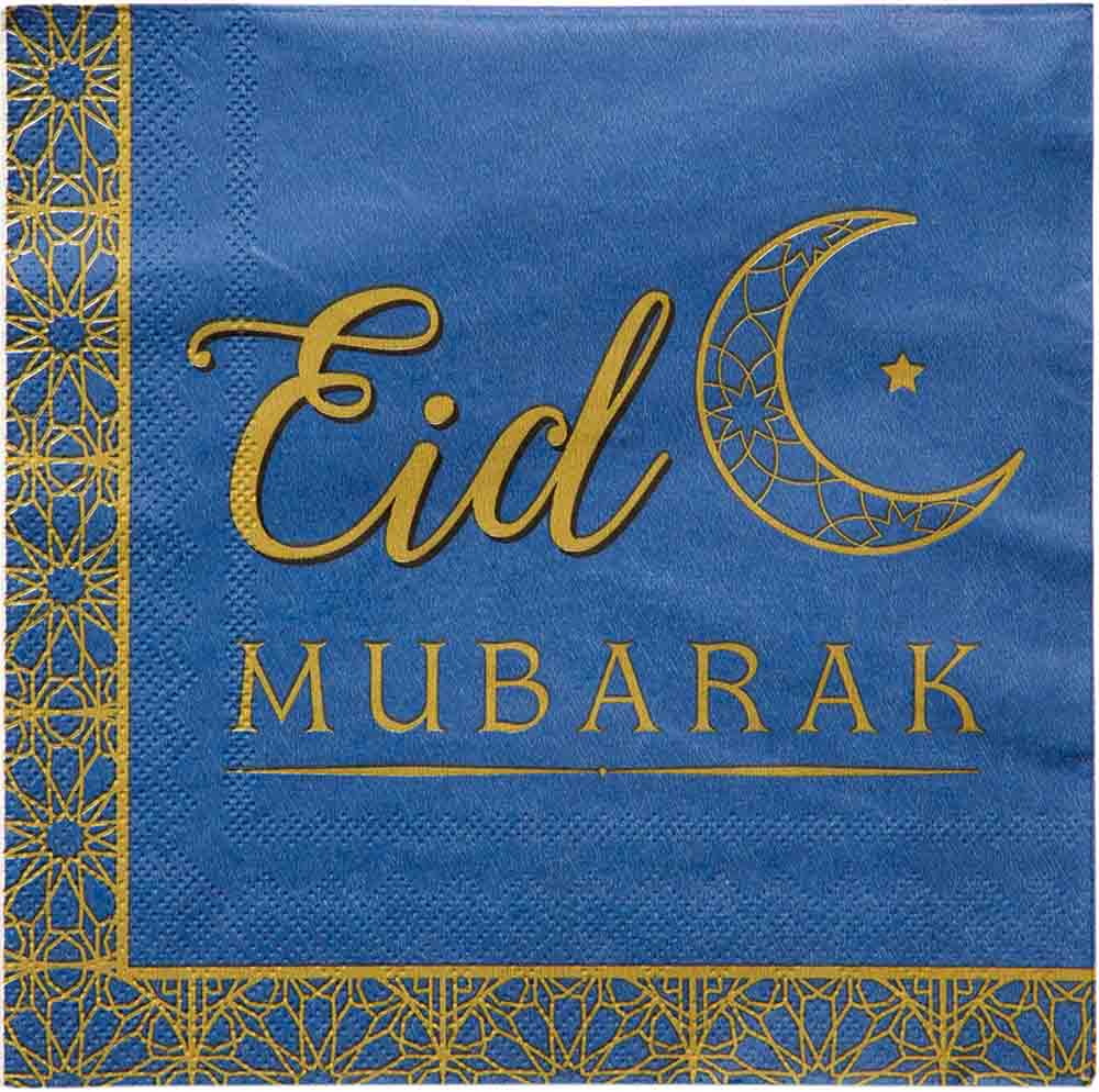 Eid Mubarak Servietter – 16 Dyb Blå til Festlig Fejring