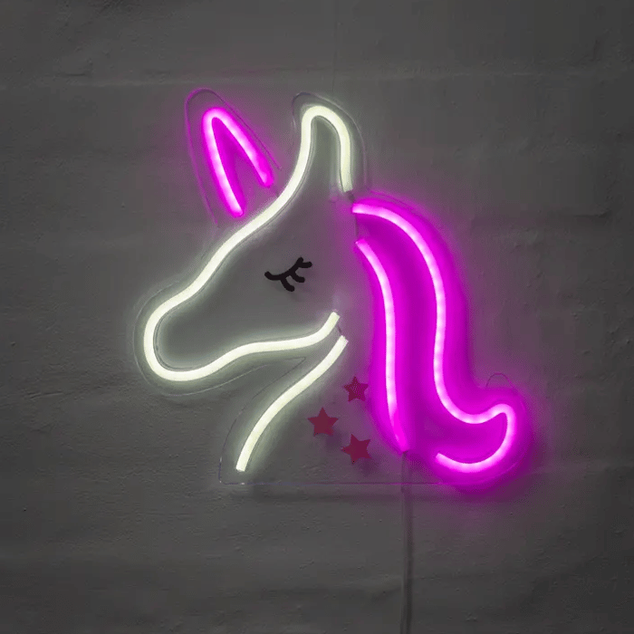 Enhjørning Neon Led Skilt 33x33
