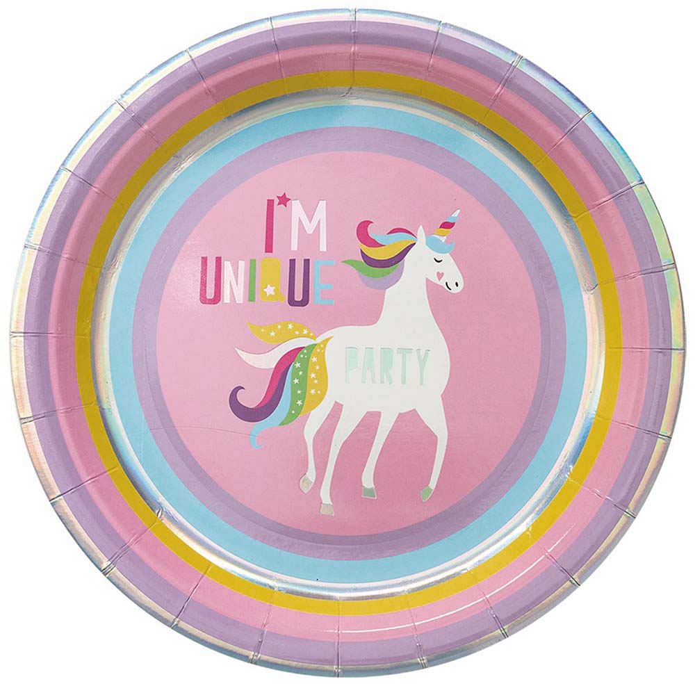 Pastel Enhjørning Paptallerkner til Fest - 23 cm