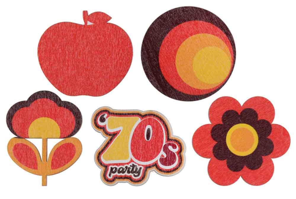 70'er Trækonfetti - 10 Stk til Festlig Dekoration