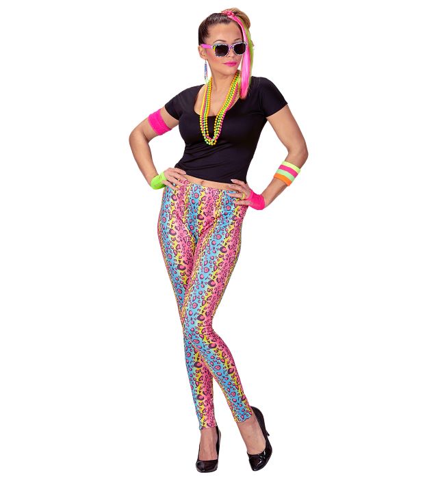 80'er Regnbue Leopard Leggings til Temafest - Unik Stil!
