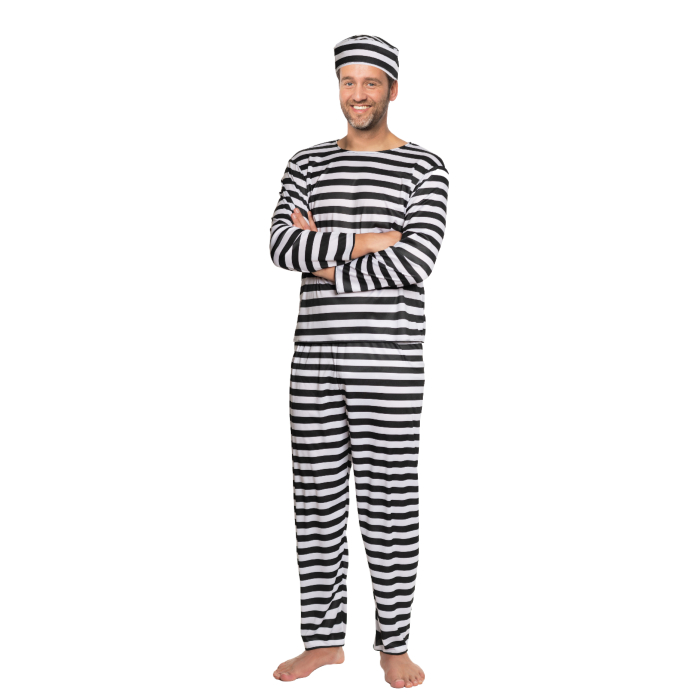 Fængselsdragt Kostume i Sort og Hvid - Sjovt og Unikt!