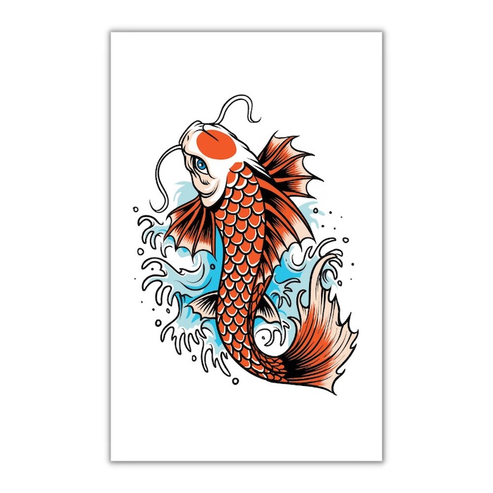 Falsk   Midlertidig Japansk Koi Fisk Tatovering 10 5x20