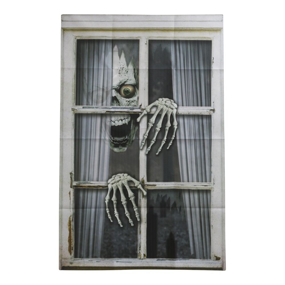 Skræmmende Halloween Vinduesdekoration med Skelet 120x80 cm