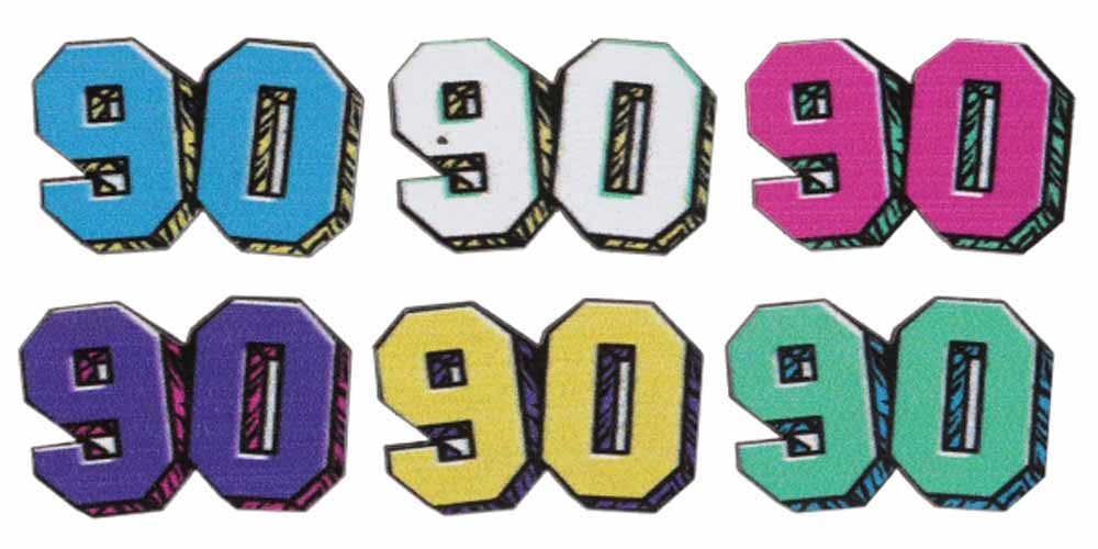 Farverig 90'er Træ Konfetti - 12 Stk Festligt Bordpynt