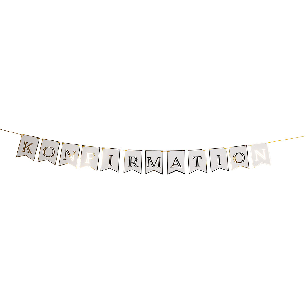 Festligt Guld og Hvidt Banner til Konfirmation - 5m