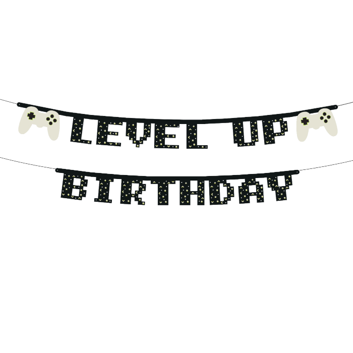Fødselsdags Gamer Banner - Level Up Festdekor!